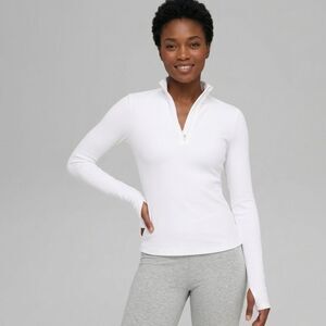 Alo Yoga Alosoft 1/2 Zip Rapid Pullover Womens Small White Long Sleeve Athletic